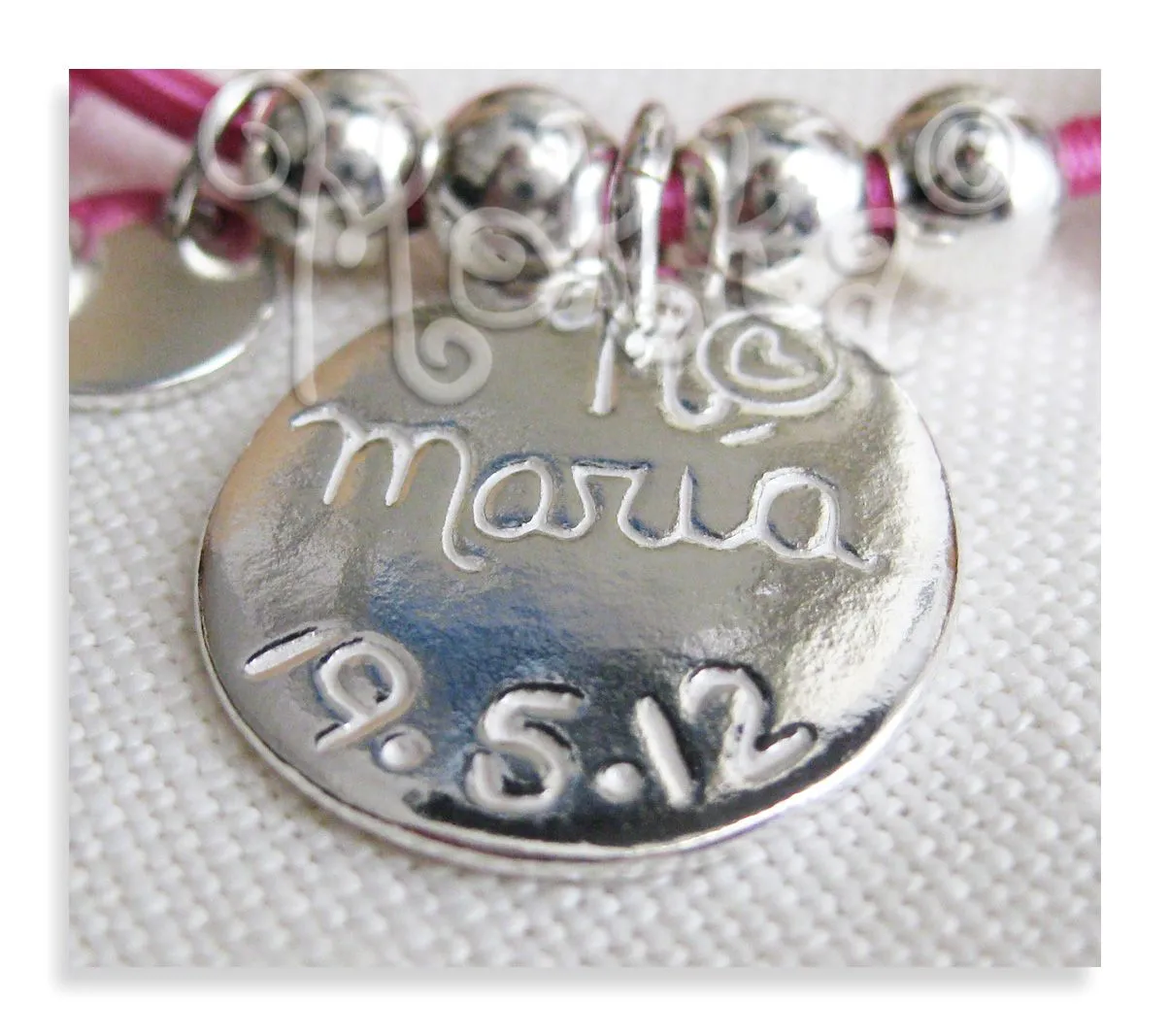  ... dibujo "niña Comunión", bolas de 6mm, terminal de cabos y chapita