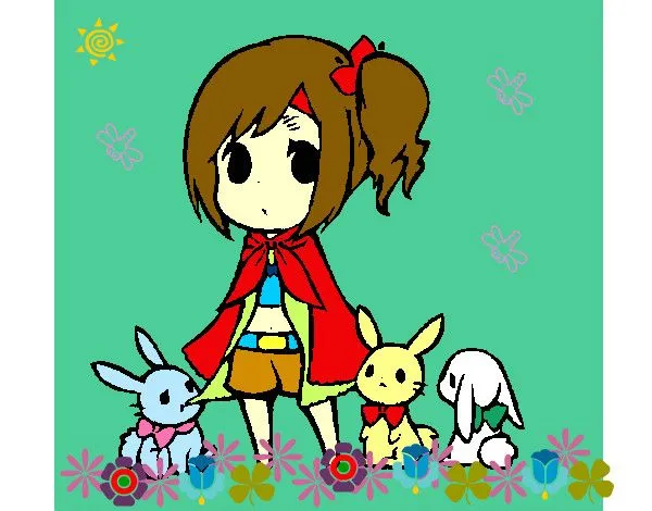 Dibujo de Niña con conejitos pintado por Eleabrylla en Dibujos.net ... Dibujo de Niña con conejitos pintado por Eleabrylla en Dibujos.net ...