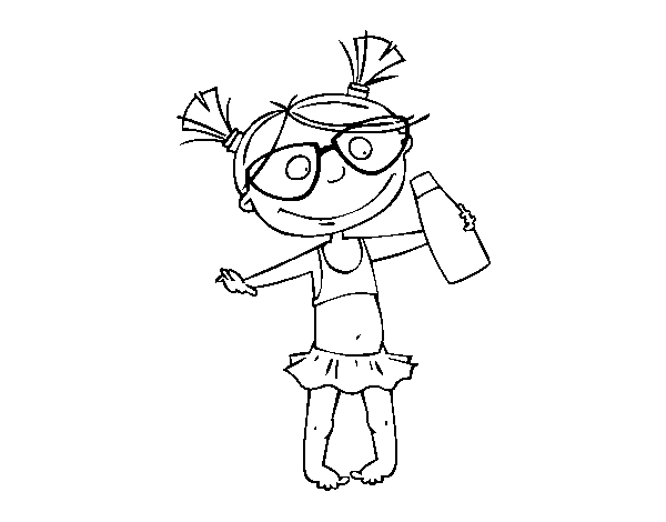 Dibujo de Niña con crema solar para Colorear - Dibujos.net Dibujo de Niña con crema solar para Colorear - Dibujos.net