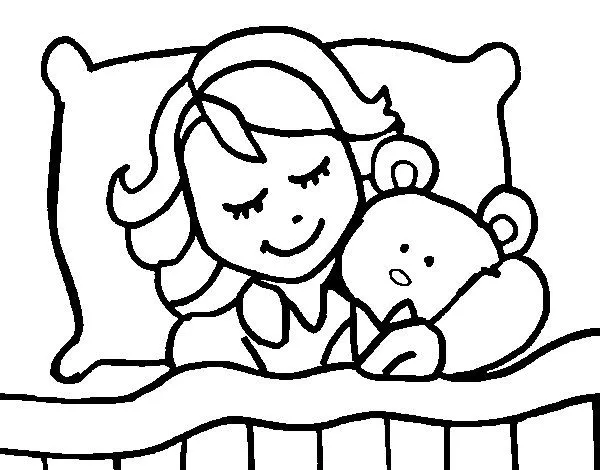 Dibujo de Niña durmiendo para Colorear - Dibujos.net Dibujo de Niña durmiendo para Colorear - Dibujos.net