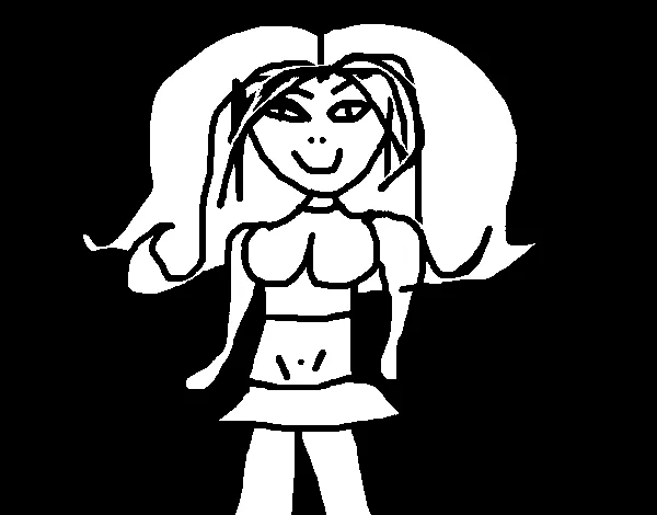 Dibujo de Niña con falda para Colorear - Dibujos.net Dibujo de Niña con falda para Colorear - Dibujos.net