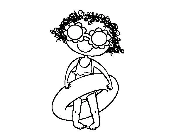 Dibujo de Niña con gafas florales para Colorear - Dibujos.net Dibujo de Niña con gafas florales para Colorear - Dibujos.net