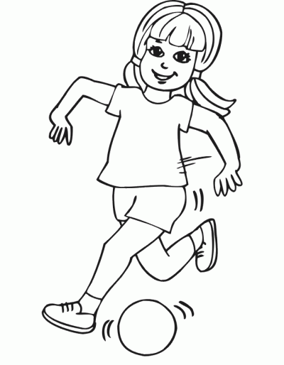 Dibujo de Niña jugando al fútbol. Dibujo para colorear de Niña ... Dibujo de Niña jugando al fútbol. Dibujo para colorear de Niña ...