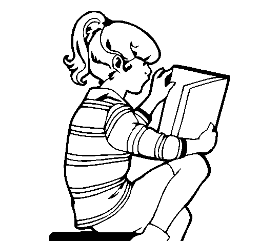 Dibujo de Niña leyendo para Colorear - Dibujos.net