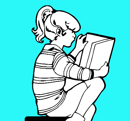 Dibujo de Niña leyendo pintado por Biblioteca en Dibujos.net el ...