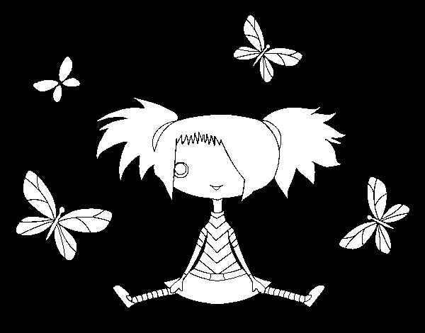 Dibujo de Niña con mariposas para Colorear - Dibujos.net Dibujo de Niña con mariposas para Colorear - Dibujos.net