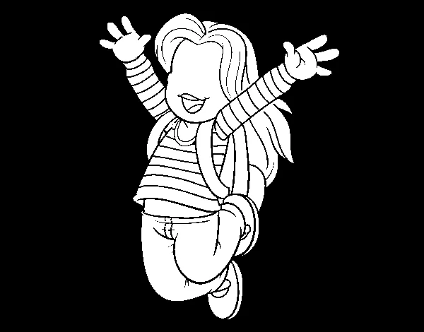 Dibujo de Niña con mochila para Colorear - Dibujos.net Dibujo de Niña con mochila para Colorear - Dibujos.net