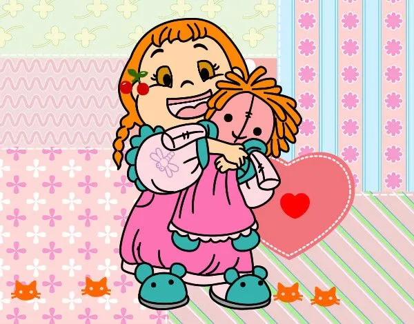 Dibujo de Niña con su muñeca pintado por Zennona en Dibujos.net el ...