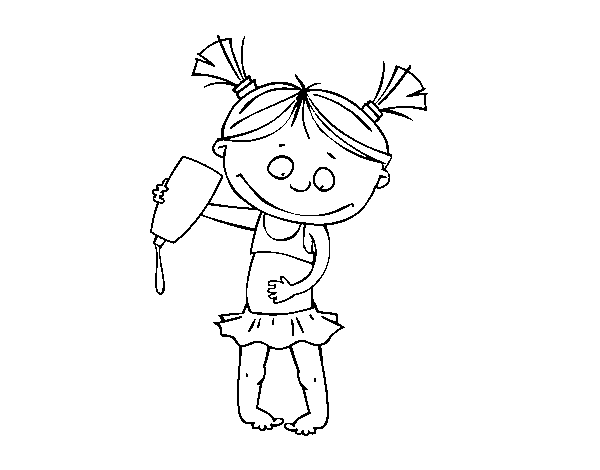 Dibujo de Niña poniéndose crema para Colorear - Dibujos.net Dibujo de Niña poniéndose crema para Colorear - Dibujos.net