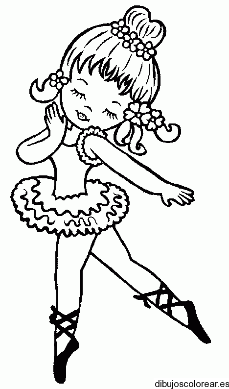 Dibujo de una niña practicando ballet | Dibujos para Colorear