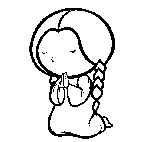 Dibujo de Niña rezando para Colorear - Dibujos.net Dibujo de Niña rezando para Colorear - Dibujos.net