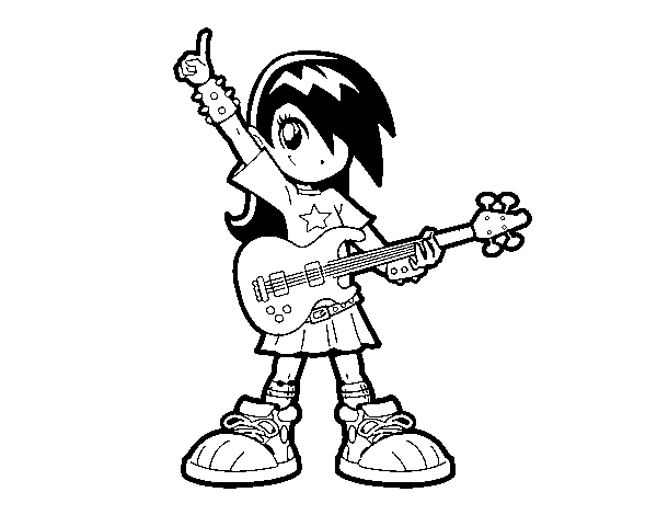 Dibujo de Niña rockera para Colorear - Dibujos.net Dibujo de Niña rockera para Colorear - Dibujos.net
