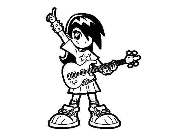Dibujo de Niña rockera para Colorear - Dibujos.net Dibujo de Niña rockera para Colorear - Dibujos.net