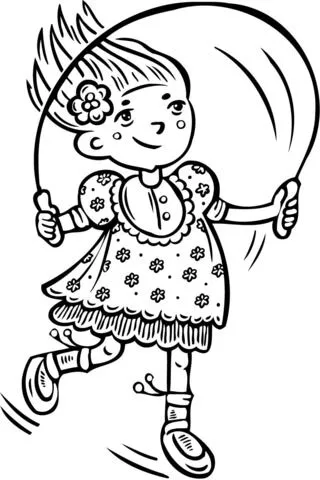 Dibujo de Niña Saltando a la Cuerda para colorear | Dibujos para ... Dibujo de Niña Saltando a la Cuerda para colorear | Dibujos para ...