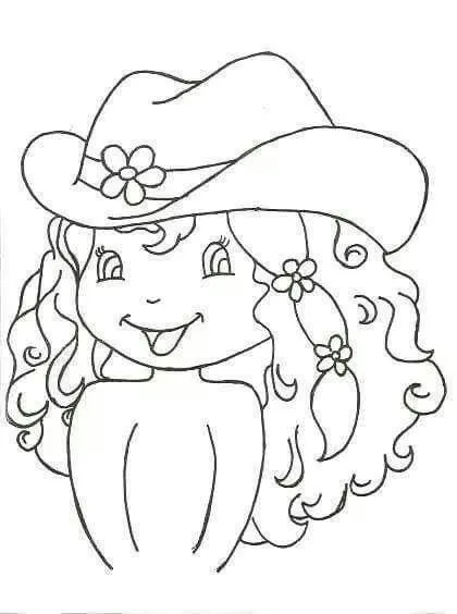 Dibujo nina con sombrero | Diagramas, patrones, dibujos, contornos ...