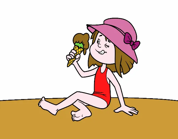 Dibujo de Niña tomando un helado pintado por Gorrito en Dibujos ...