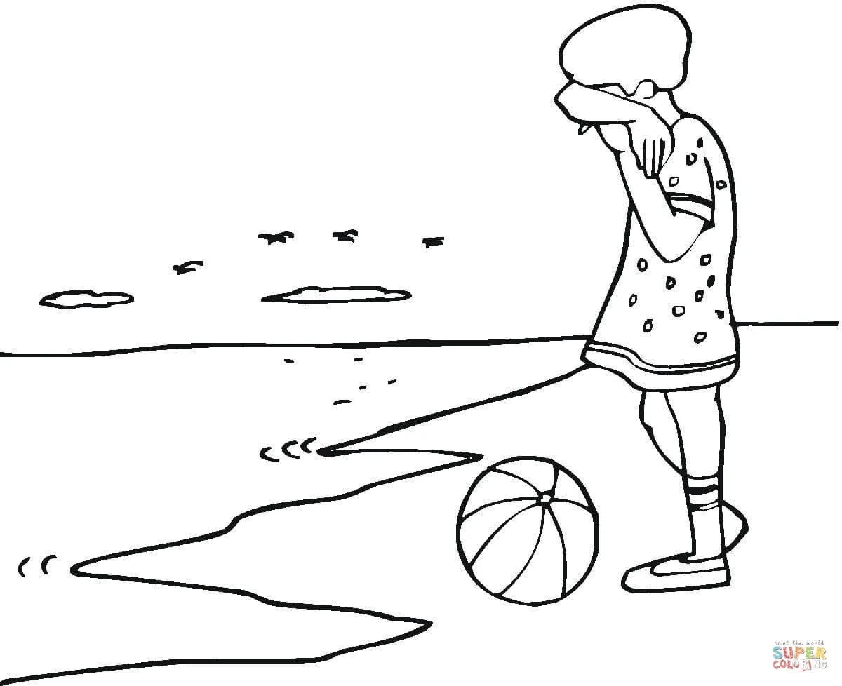 Dibujo de Niña Triste En La Playa para colorear | Dibujos para ... Dibujo de Niña Triste En La Playa para colorear | Dibujos para ...