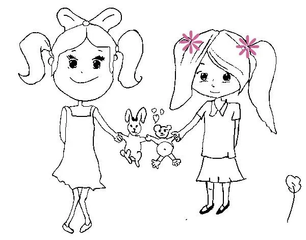 Dibujo de Niñas con peluches pintado por Linda-10 en Dibujos.net ... Dibujo de Niñas con peluches pintado por Linda-10 en Dibujos.net ...