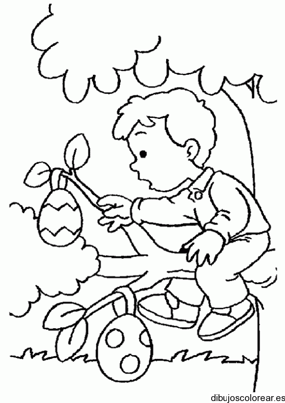 Dibujo de un niño en un árbol | Dibujos para Colorear