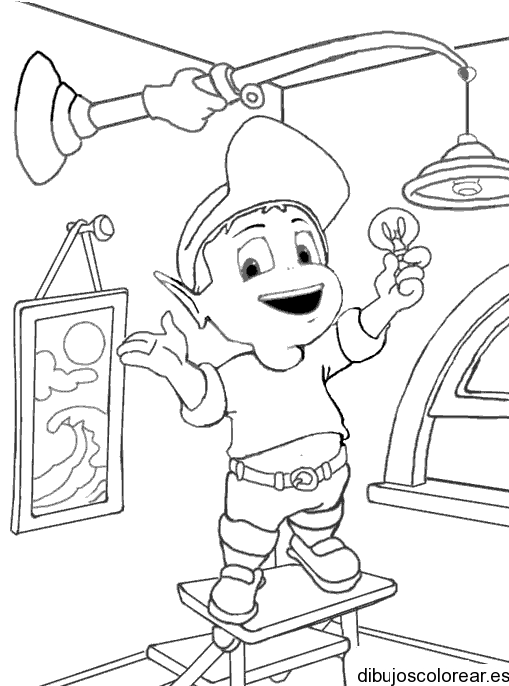 Dibujo de un niño y un bombillo | Dibujos para Colorear Dibujo de un niño y un bombillo | Dibujos para Colorear