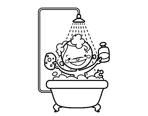 Dibujo de Niño en la ducha para Colorear - Dibujos.net Dibujo de Niño en la ducha para Colorear - Dibujos.net