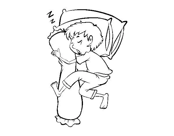 Dibujo de Niño durmiendo para Colorear - Dibujos.net Dibujo de Niño durmiendo para Colorear - Dibujos.net