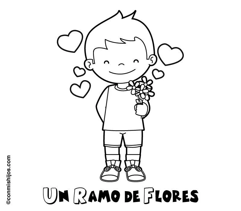 Dibujo de un niño enamorado para pintar con tus hijos Dibujo de un niño enamorado para pintar con tus hijos