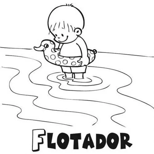 Dibujo de un niño con flotador para imprimir y pintar Dibujo de un niño con flotador para imprimir y pintar