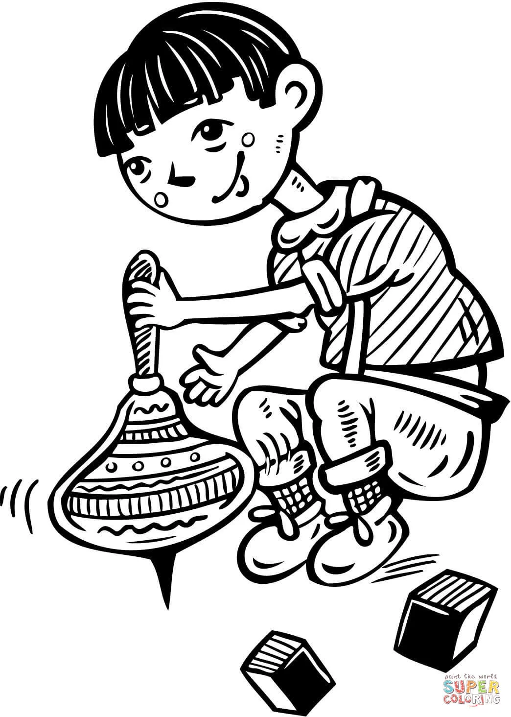 Dibujo de Niño Jugando con una Peonza para colorear | Dibujos para colorear imprimir gratis Dibujo de Niño Jugando con una Peonza para colorear | Dibujos para colorear imprimir gratis