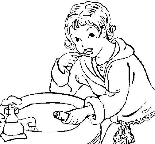 Dibujo de Niño lavándose los dientes para Colorear - Dibujos.net Dibujo de Niño lavándose los dientes para Colorear - Dibujos.net