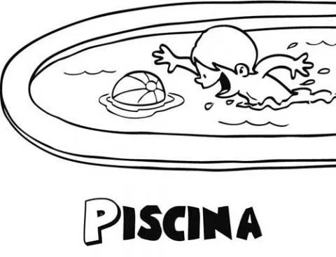 Dibujo de un niño nadando en la piscina para imprimir y pintar