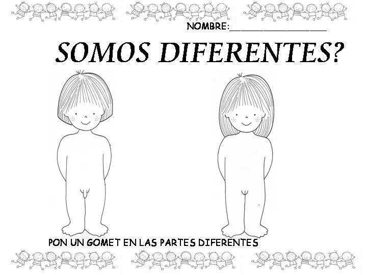 Dibujo niño -niña desnudo para colorear | Conocimiento del medio ...