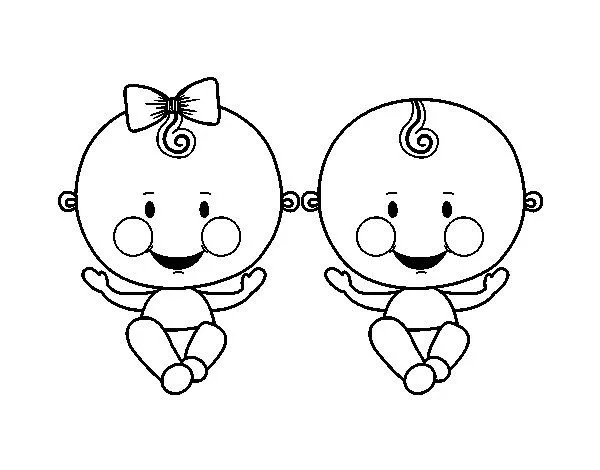 Dibujo de Niño y niña gemelos para Colorear - Dibujos.net Dibujo de Niño y niña gemelos para Colorear - Dibujos.net