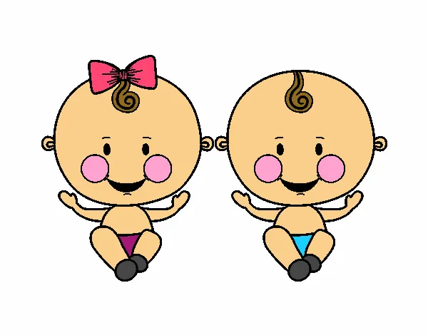 Dibujo de Niño y niña gemelos pintado por en Dibujos.net el día 28 ...