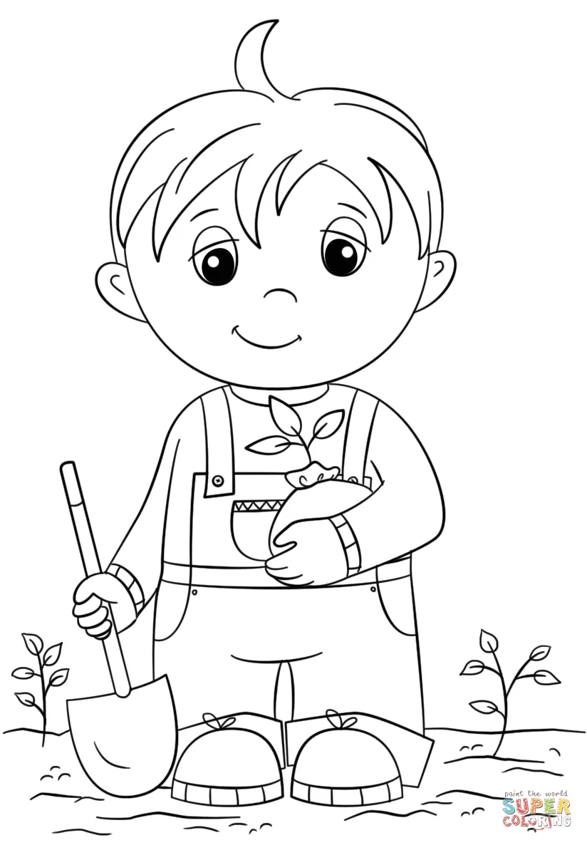 Dibujo de Niño pequeño llevando semillas para colorear | Dibujos para colorear imprimir gratis Dibujo de Niño pequeño llevando semillas para colorear | Dibujos para colorear imprimir gratis