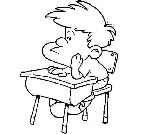 Dibujo de Niño en el pupitre para Colorear - Dibujos.net Dibujo de Niño en el pupitre para Colorear - Dibujos.net