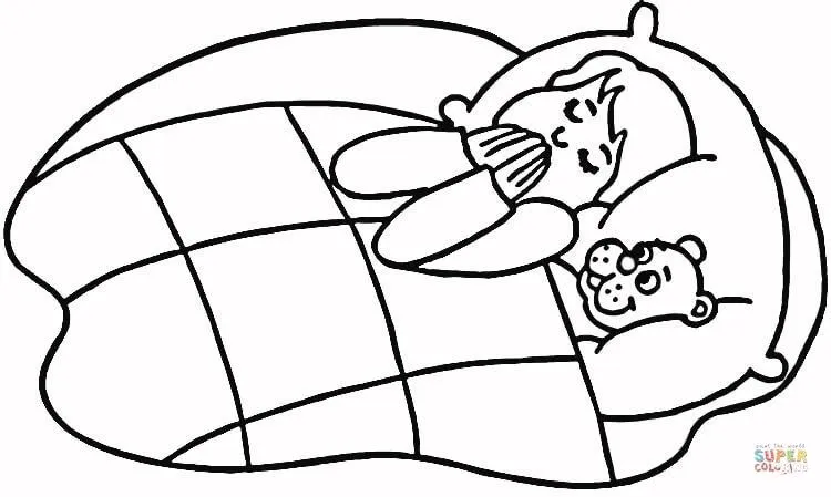Dibujo de Niño Rezando en la Cama para colorear | Dibujos para ... Dibujo de Niño Rezando en la Cama para colorear | Dibujos para ...