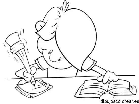 Dibujo de una niño haciendo la tarea | Dibujos para Colorear Dibujo de una niño haciendo la tarea | Dibujos para Colorear