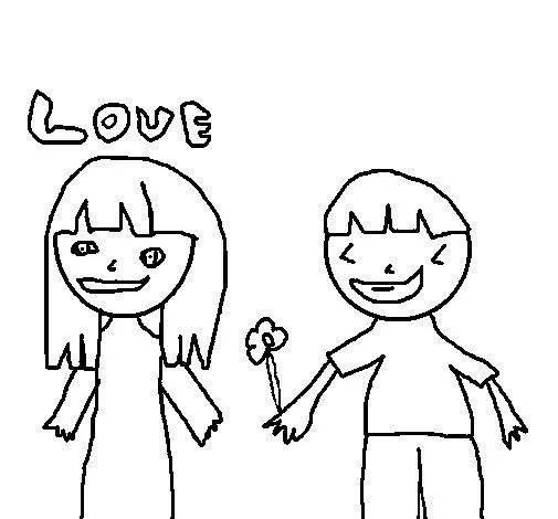 Dibujo de Niños enamorados para Colorear - Dibujos.net
