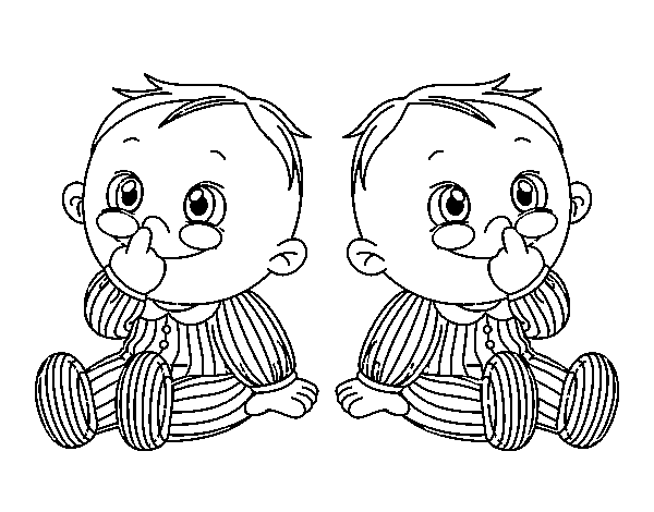 Dibujo de Niños gemelos para Colorear - Dibujos.net Dibujo de Niños gemelos para Colorear - Dibujos.net