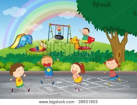 Niñas animadas jugando en parque - Imagui