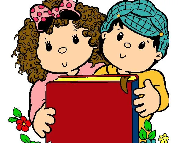 Dibujo de Niños con libros pintado por Yaja en Dibujos.net el día ...