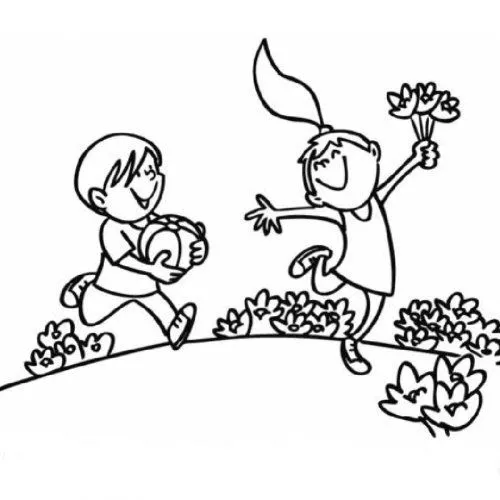 Dibujo de niños paseando en la montaña - Dibujos para colorear de ...