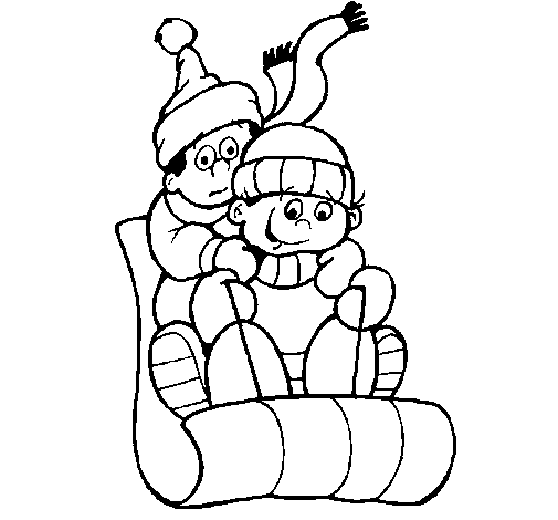 Dibujo de Niños tirandose por la nieve para Colorear - Dibujos.net Dibujo de Niños tirandose por la nieve para Colorear - Dibujos.net