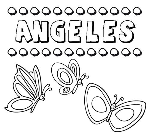 Dibujo del nombre Ángeles para colorear, pintar e imprimir