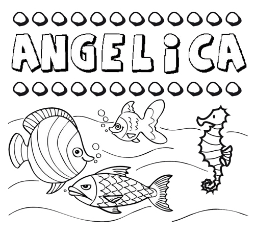 Dibujo con el nombre Angélica para colorear, pintar e imprimir Dibujo con el nombre Angélica para colorear, pintar e imprimir