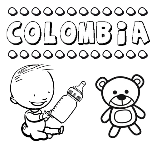 Dibujo del nombre Colombia para colorear, pintar e imprimir Dibujo del nombre Colombia para colorear, pintar e imprimir