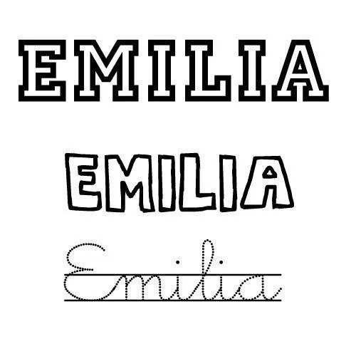 Dibujo del nombre Emilia para imprimir y colorear Dibujo del nombre Emilia para imprimir y colorear