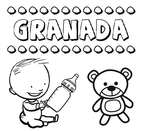 Dibujo del nombre Granada para colorear, pintar e imprimir Dibujo del nombre Granada para colorear, pintar e imprimir