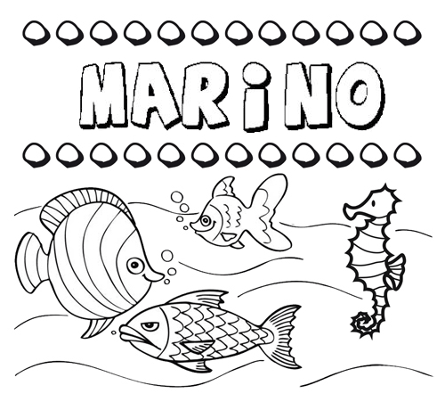Dibujo del nombre Marino para colorear, pintar e imprimir Dibujo del nombre Marino para colorear, pintar e imprimir